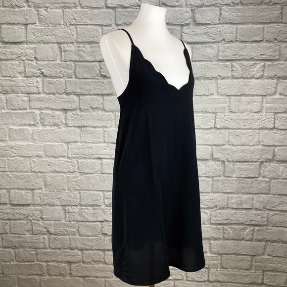 NWT Mango Black Scallop Trim Cami Dress - Picture 3 of 5